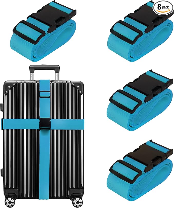 Luggage Straps for Suitcases TSA Approved Travel Belt 8 Pack by Chelmon by Chelmon