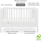 Newton Baby Galileo Standard Crib, Solid Beech Wood in White Color, 3-in-1 - Image 5