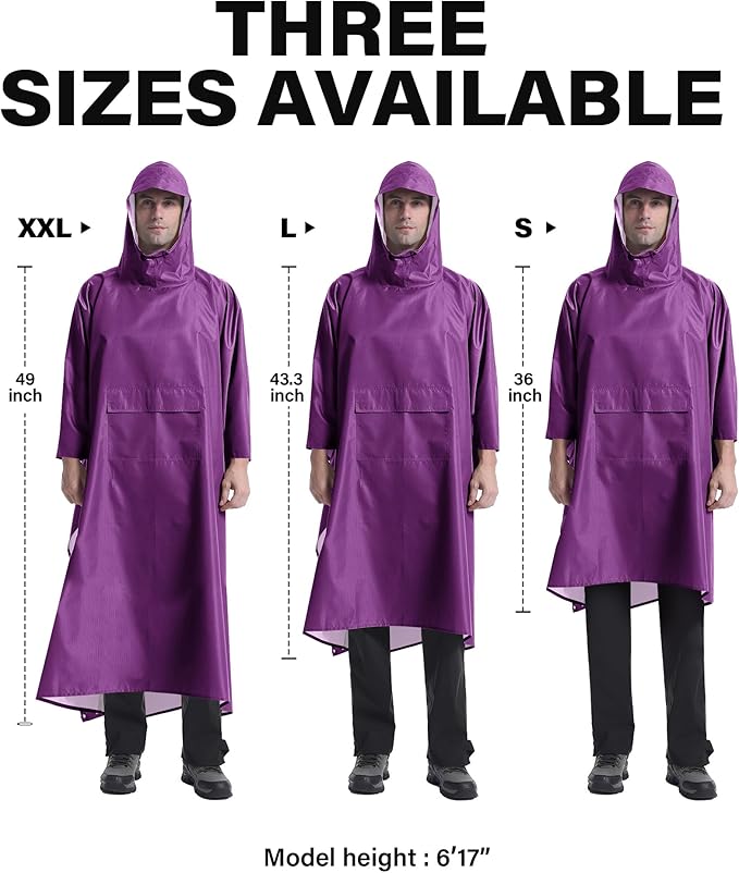 iCreek Hooded Rain Poncho with Pocket Waterproof Lightweight Unisex Raincoat - Image 6
