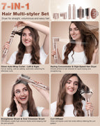 7-in-1 Air Multi-Styler & Hair Dryer Brush with Auto-Wrap Curlers (Pink)