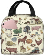Farm Animal Lunch Bag Farm Lunch Box Insulated Reusable Lunch Tote Bag Cooler by DMPROD