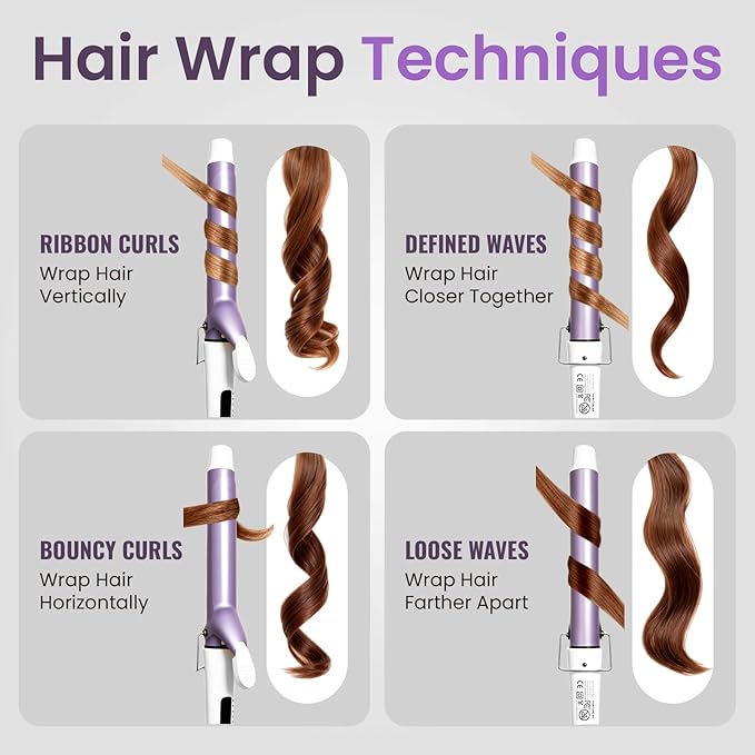 1 Inch Ceramic Curling Iron - Long Barrel Fast Heating Curling Wand, Dual Voltage 110-240V Travel,5 Adjustable Heat Settings & Automatic Shut-Off, Professional Hair Curler for Long-Lasting Curls