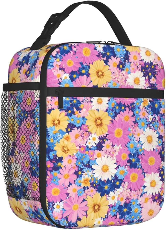 Floral Insulated Lunch Box for Women Men Floral Lunch Bag for Travel, or - Image 2