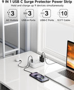 6 USB Surge Protector Power Strip- Extension Cord 10 Ft - Image 4