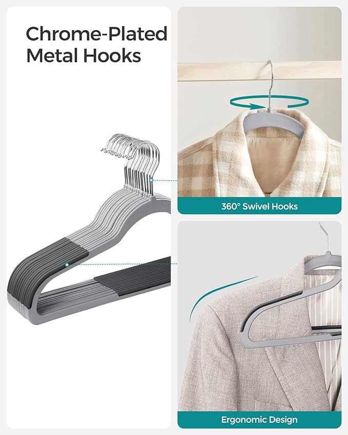 SONGMICS Clothes Hangers, Space-Saving, Light Gray and Dark Gray UCRP0050G01 - Image 5