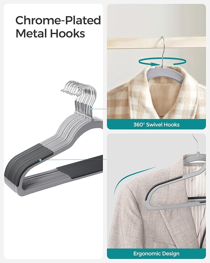 SONGMICS Clothes Hangers, Space-Saving, Light Gray and Dark Gray UCRF50G - Image 5