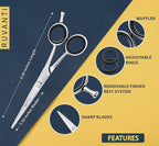 Ruvanti Hair Cutting Scissors - Professional Barber Shears For Salon & Home Use, Sharp Durable Stainless Steel Blades, Comfortable Grip Handles, Includes Case - Tijeras De Peluquería Profesional