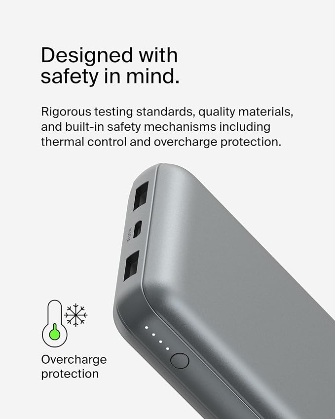 Belkin Portable Charger, USB C Power Bank 20000 mAh w/ 2 USB-A Ports, 15W w/A - Image 10
