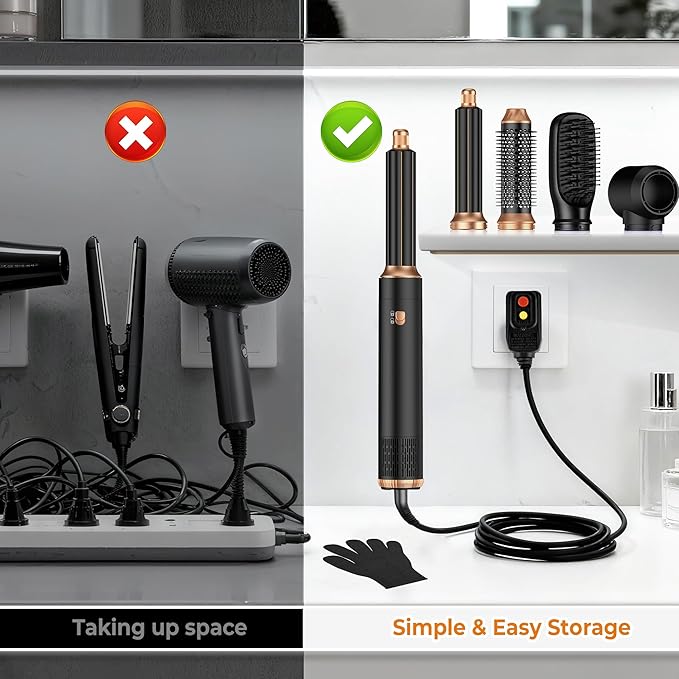 5 in ONE Blow Dryer Brush, Curling Wand Hair Styling Tools Set, Ionic Hot Air Hair Dryer, Massage Oval Hair Dryer, Left&Right Hair Curlers 100-120V