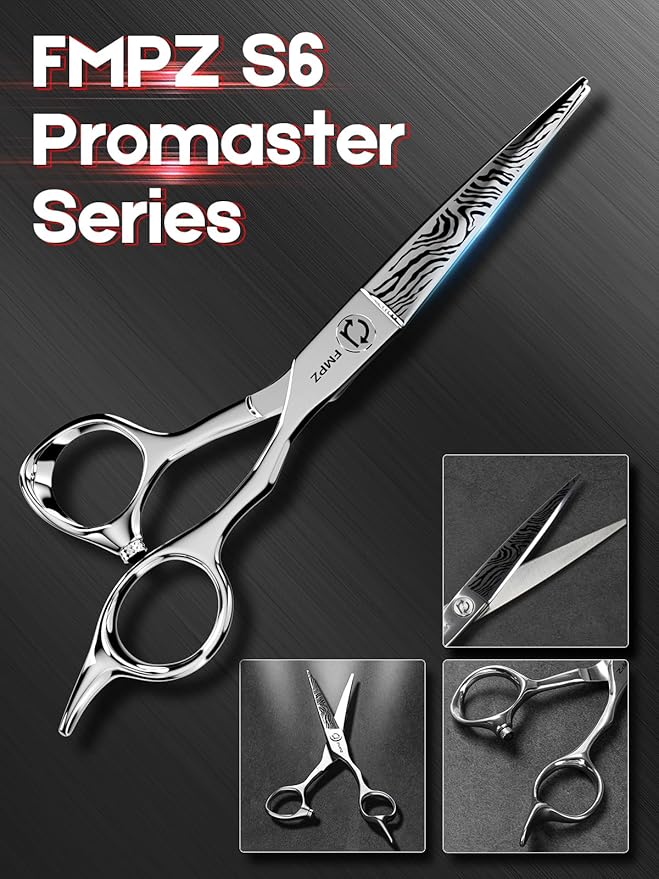 Hair Cutting Scissors Professional, 6" Barber Scissors, Hair Cutting Shears with 440C Steel - 60HRC Hardness Extremely Sharp with Ergonomic for Salon & Home Use - Zebra style