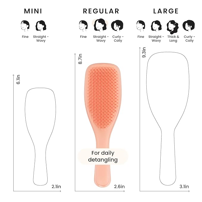 Tangle Teezer Ultimate Detangler Brush for Wet & Dry Hair, Eliminates Knots & Reduces Breakage for Straight to Wavy Hair Types, Amazon Exclusive Apricot