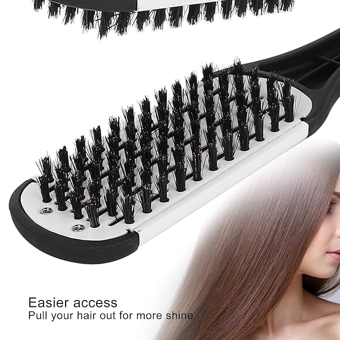 ZJchao Double-Sided Hair Straightening Clamp Brush - DIY Salon Hairdressing Styling Tool for Women and Men