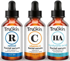 TruSkin Face Serum Trio – Vitamin C, Retinol & Hyaluronic Acid Anti-Aging Serums for Face – AM, PM & All-Day Skincare Routine – Brightening, Smoothing & Hydrating Facial Serums, 1 fl oz Each
