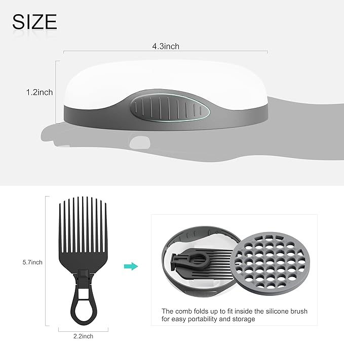 Silicone Twist Hair Brush, Magic Curling Hair Tool for Afro Curls,Vertical Stripe Curl Brushes, Detachable Two-Sided for Men Women Boy Girl Comb, Gray, 1 Piece