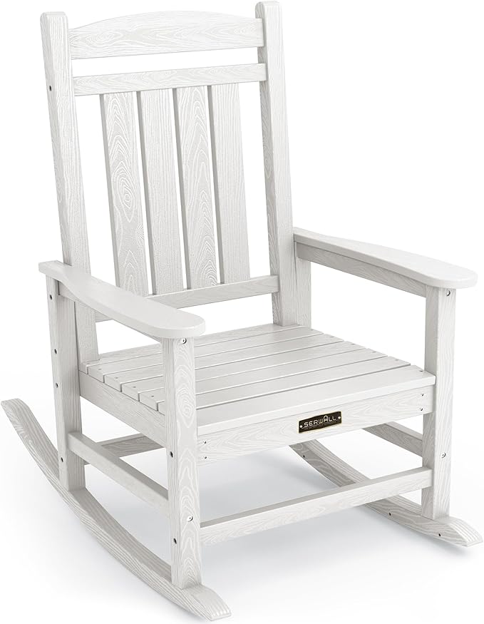 SERWALL Outdoor Rocking Chair, HDPE Patio Rocking Chair All-Weather Porch Rocker by SERWALL