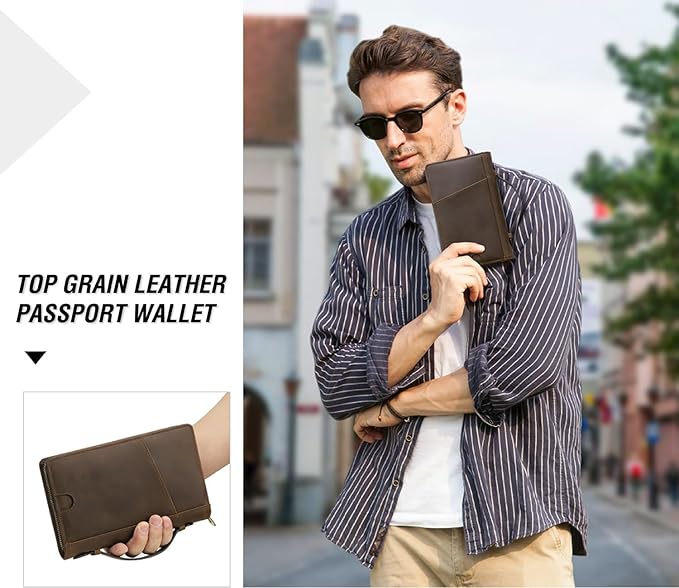 Top Grain Leather Travel Passport Wallet Holder Case - Image 3