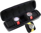 Juntan 5 Slots Hard Watch Travel Case, Portable PU Leather Zipper Storage - Image 3