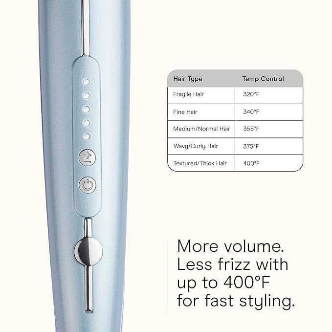 INFINITI PRO CONAIR SmoothWrap Dual Ion 1 Inch Flat Iron Hair Straightener, 1-Inch Flat Iron Produces More Volume and Less Frizz, 5 Heat Settings, For All Hair Types and Textures, Blue