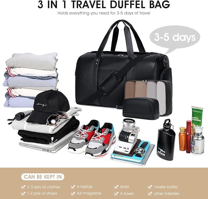 Wogarl 3PCS Leather Weekender Bag - Image 3