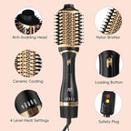Hair Dryer Brush Set, Multifunctional Hot Air Brush for Salon Blowouts, Negative Ion Technology & Quick Drying, Shiny and Less Frizz, Black Gold