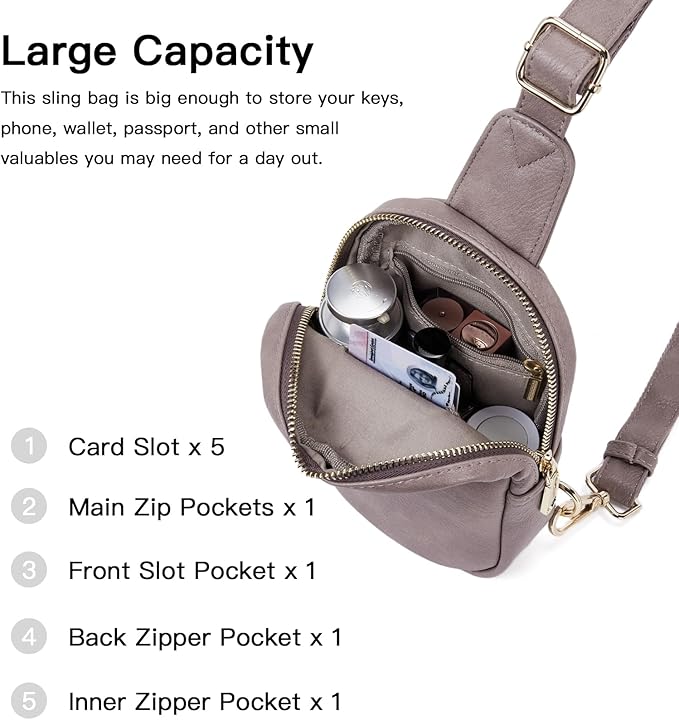 Telena Small Sling Bag for Women Leather Crossbody Fanny Packs Chest Bag for - Image 2