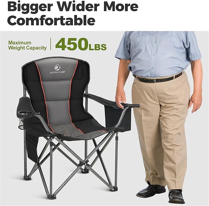 ALPHA CAMP Oversized Camping Chair Heavy Duty Lawn Chair - Image 5
