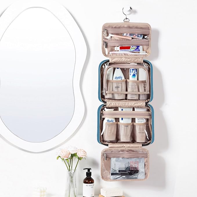 NISHEL Travel Toiletry Bag for women, Portable Hanging Organizer for Full-Sized - Image 2