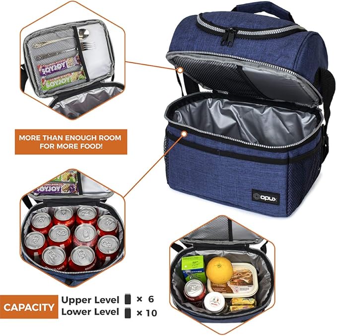 OPUX Lunch Box For Men Women, Insulated Large Lunch Bag Adult Work, Double - Image 7