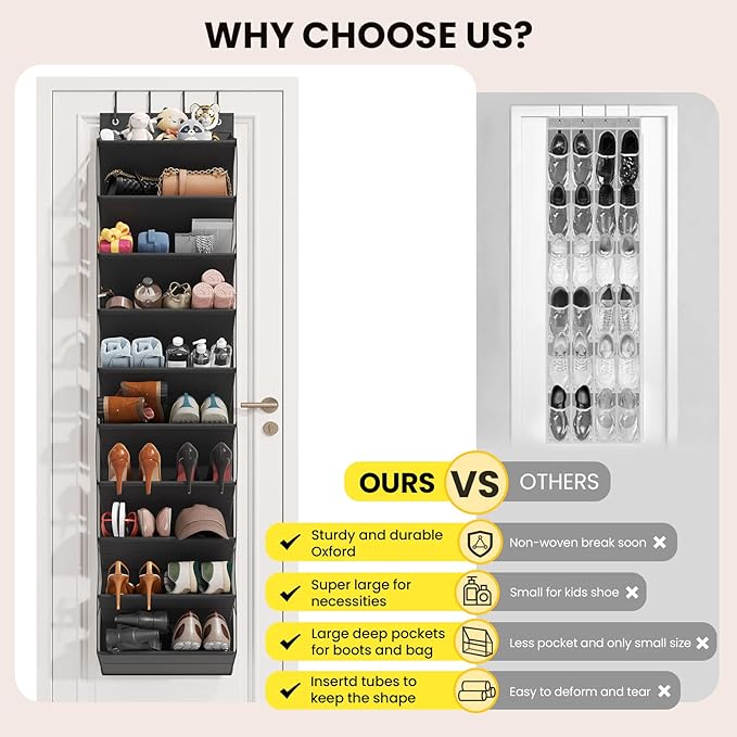 Over the Door Shoe Organizer for Closet, Shoes Rack - Image 7