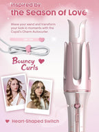 SHEGLAM Pink Curling Iron Automatic Gift for Woman (Pink, 1.25 inch) Cupid's Charm One-Touch Instant Curler