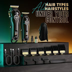 SUPRENT Professional Hair Clippers for Men, Cordless Hair Cutting Kit, Barber Clippers & Zero-gapped Trimmer Combo with Type-C Rechargeable, Titanium Plated Ceramic Blade(Black)