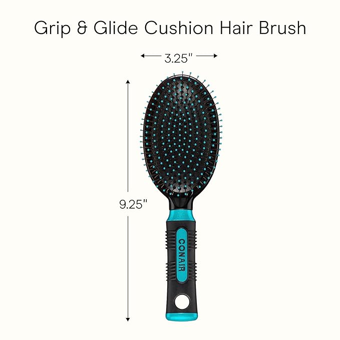 Conair Salon Results Hair Brush, Detangling Hair Brush for Men and Women, For All Hair Types, Metal Bristles and Cushion Base