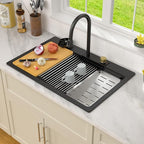 Dcolora Waterfall Smart Kitchen Sink 33x22 Drop In Single Bowl Multifunctional - Image 2
