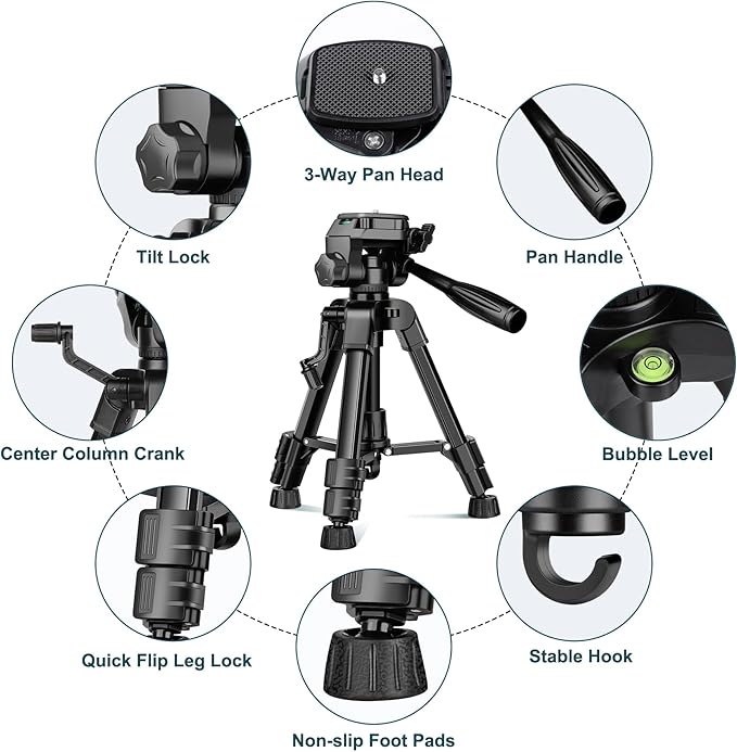 JOILCAN Mini Tripod for Camera, Portable Travel Tripod w/Phone & Tablet Holder - Image 8