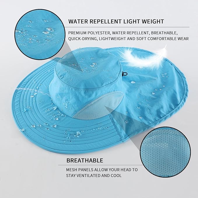 Home Prefer Outdoor UPF50+ Sun Hat Wide Brim Mesh Fishing Hat - Image 3