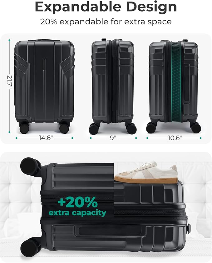 BAGSMART Expandable Carry On Luggage 22x14x9 Airline Approved, 1OO% PC - Image 7