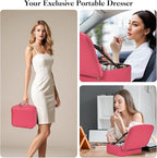 Travel Makeup Bag With LED Mirror, Cosmetic Train Case with 3 Color Setting - Image 7