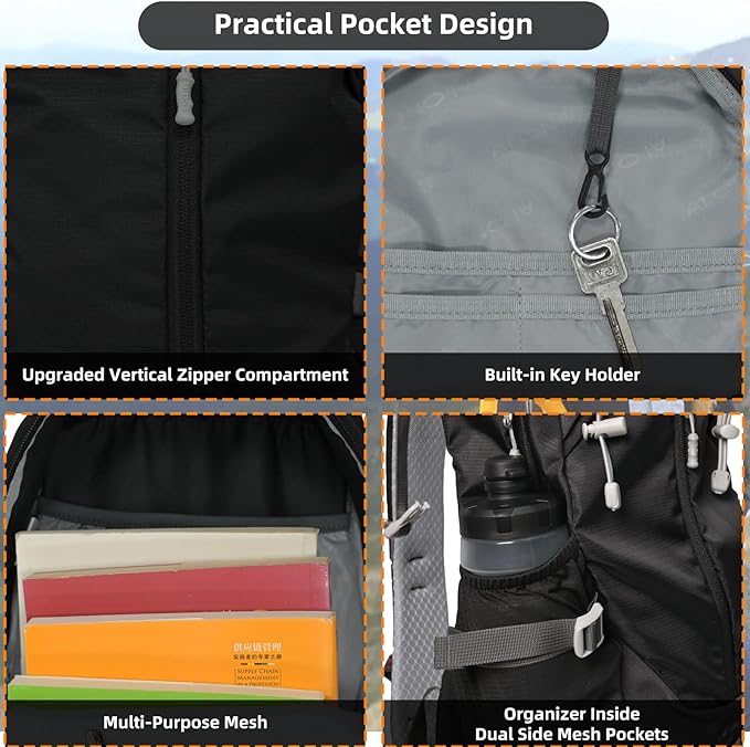 22L Hiking Backpack Lightweight Durable Waterproof Internal Frame Multi-Purpose - Image 5