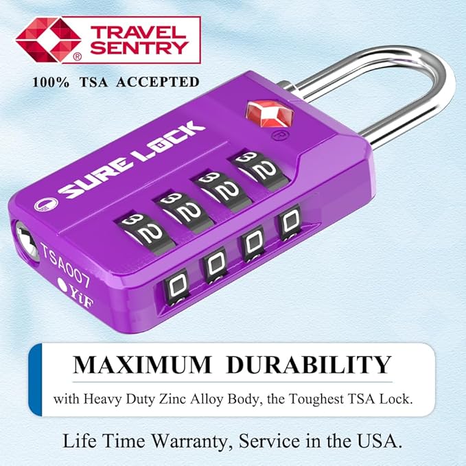 TSA Approved Travel Luggage Locks, Open Alert Combination Lock - Image 2