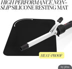 Flat Iron Hair Straightener Silicone Mat & Pouch Pack by j&m - with Heat Proof Mat for Curling Tongs/Wands/Irons - Fits ghd, BaByliss & Larger Straighteners - Zip-Up All-in-One Compact Travel Case