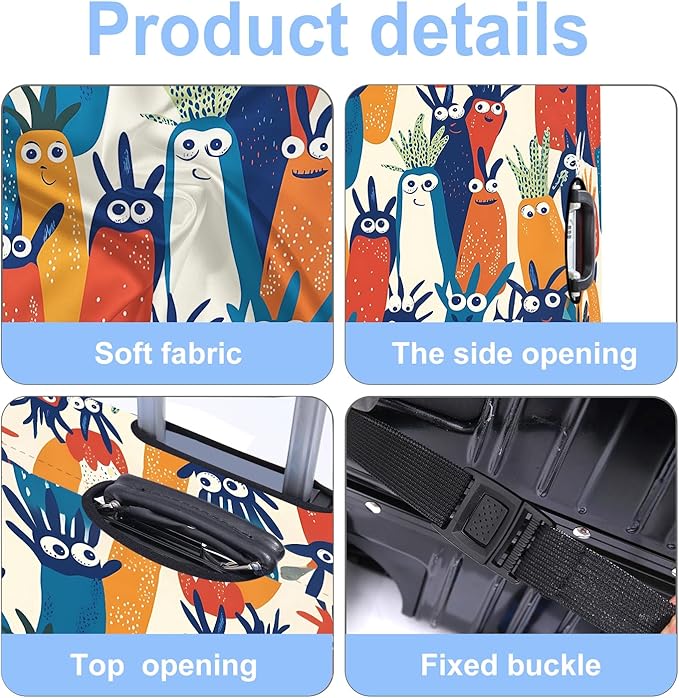 Carrot Luggage Cover Washable Suitcase Protector Anti-Scratch, Stretchable Fit - Image 3