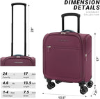 Verage Under Seat Luggage with Wheels，Softside Small Suitcase Spinner Carry On - Image 2