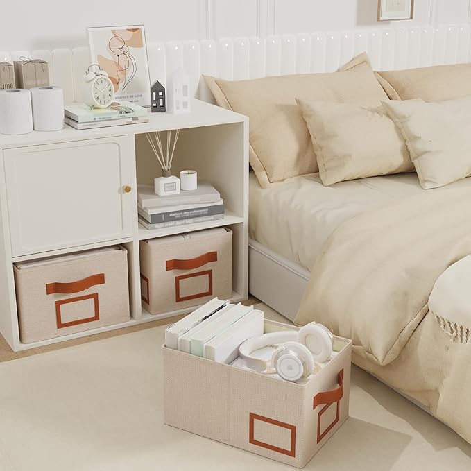 OUTBROS Foldable Storage Box for Shelves, 15.7 x 11.8 x 7.9 inch Fabric Baskets - Image 2