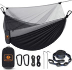 Camping Hammock with Net, Travel Portable Lightweight Hammocks with Tree Straps by QEVOOON