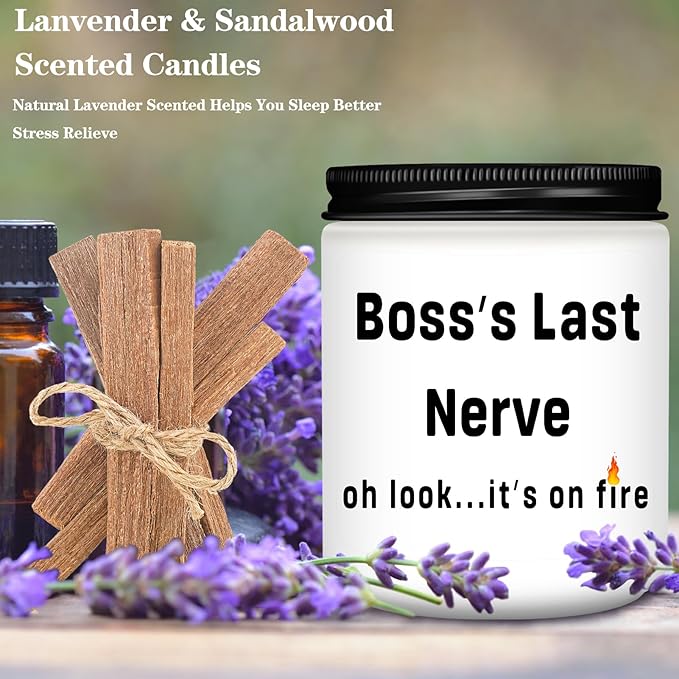 Boss Gifts,Boss Lady Gifts for Women, Men, Funny Anniversary Christmas Birthday Best Gift for Him, Her - Lavender Scented Candles
