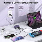 USB C Charger Block, 100W GaN 6 Port PD USB C QC USB A Wall Charger Adapter - Image 3
