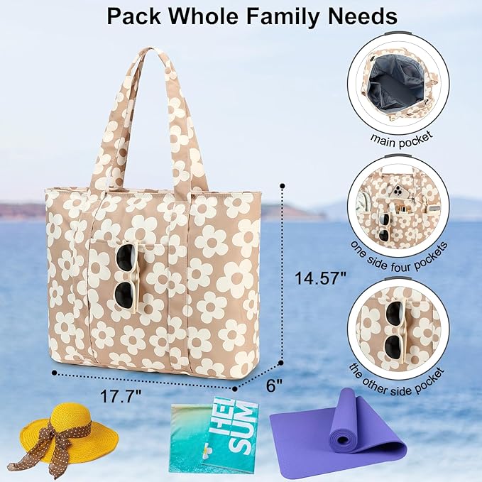 LEDAOU Beach Bags for Women, Beach Bags Waterproof Sandproof, Packable Beach - Image 8