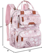 Diaper Bag Backpack for Baby Girl, Large Pink Floral Baby Diaper Bags, Baby - Image 9