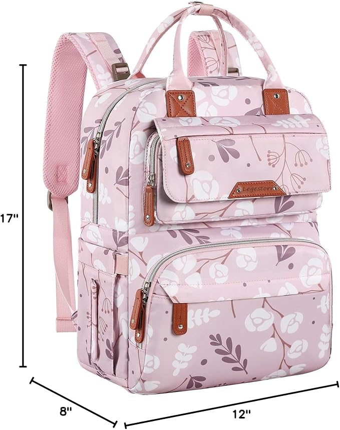 Diaper Bag Backpack for Baby Girl, Large Pink Floral Baby Diaper Bags, Baby - Image 9