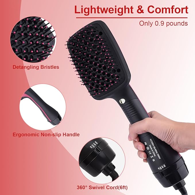 Blow Dryer Brush Straightener, Detangling Straightening Smoothing in One Step, Reduce Frizz More Shiny for Salon-Quality Smooth Straight Hair Dryer Brush